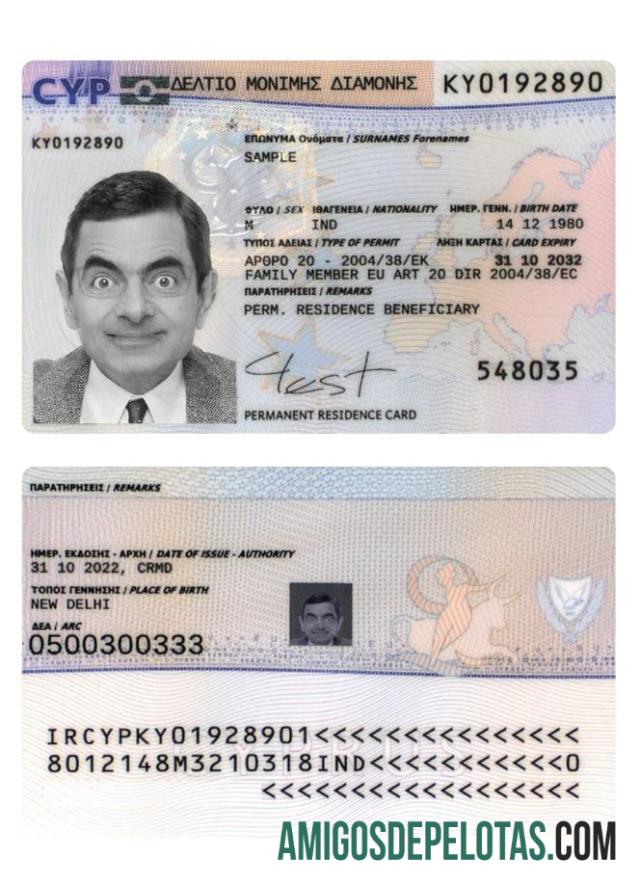 Autorização de residência em Chipre 2022 presente modelo